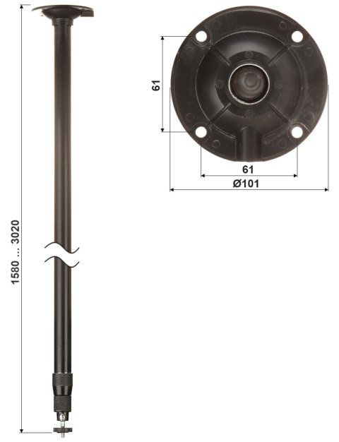 TELESKOPOWY UCHWYT SUFITOWY KAMERY BR-150X300-B TELESKOPOWY UCHWYT SUFITOWY KAMERY BR-150X300-B