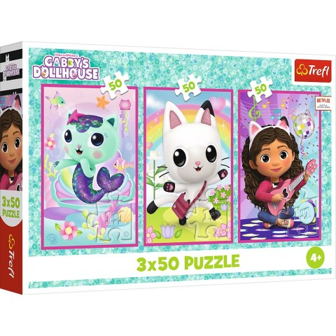 Puzzle 3x50 - Poznajcie Gabby i kotki Gabbys Dollhouse Trefl 34876 Puzzle 3x50 - Poznajcie Gabby i kotki Gabbys Dollhouse Trefl 34876