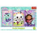 Puzzle 3x50 - Poznajcie Gabby i kotki Gabbys Dollhouse Trefl 34876