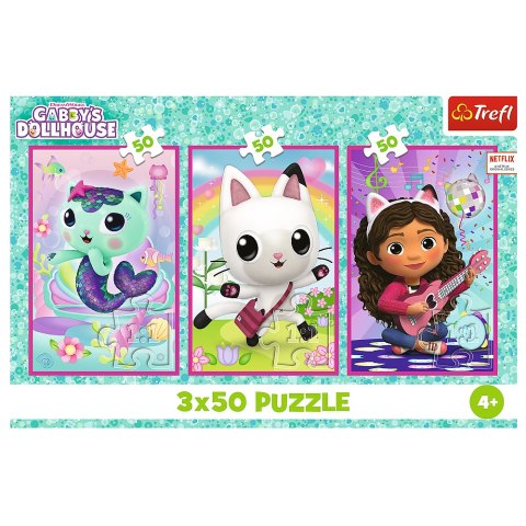 Puzzle 3x50 - Poznajcie Gabby i kotki Gabbys Dollhouse Trefl 34876 Puzzle 3x50 - Poznajcie Gabby i kotki Gabbys Dollhouse Trefl 34876