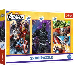 Puzzle - 3x80 - Dni pełne akcji - Disney Marvel The Avengers Trefl 34883