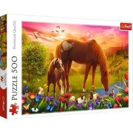 Puzzle - 500 - Konie na łące Trefl 37451