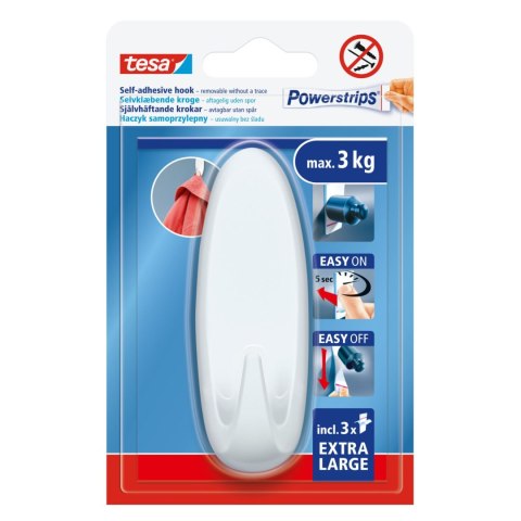 Haczyki samoprzylep.powerstrips 1 szt.owalny duży biały Haczyki samoprzylep.powerstrips 1 szt.owalny duży biały