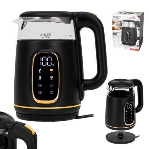 AD 1305 black gold Czajnik elektryczny szklany led z regulacją temperatury 1,7l AD 1305 black gold Czajnik elektryczny szklany led z regulacją temperatury 1,7l