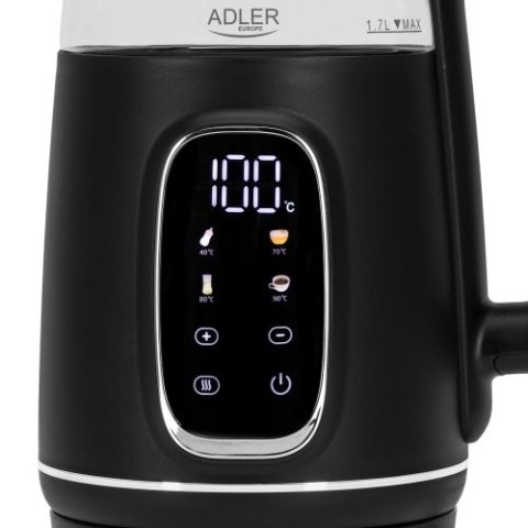 AD 1305 black silver Czajnik elektryczny szklany led z regulacją temperatury 1,7l AD 1305 black silver Czajnik elektryczny szklany led z regulacją temperatury 1,7l