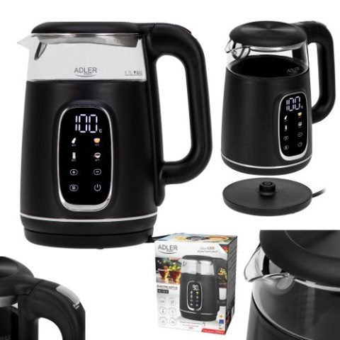 AD 1305 black silver Czajnik elektryczny szklany led z regulacją temperatury 1,7l AD 1305 black silver Czajnik elektryczny szklany led z regulacją temperatury 1,7l