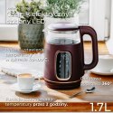 AD 1305 burgundy Czajnik elektryczny szklany led z regulacją temperatury 1,7l