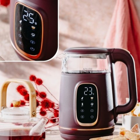 AD 1305 burgundy Czajnik elektryczny szklany led z regulacją temperatury 1,7l AD 1305 burgundy Czajnik elektryczny szklany led z regulacją temperatury 1,7l