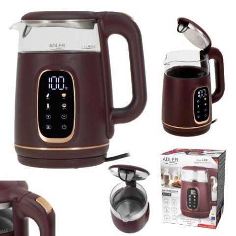 AD 1305 burgundy Czajnik elektryczny szklany led z regulacją temperatury 1,7l AD 1305 burgundy Czajnik elektryczny szklany led z regulacją temperatury 1,7l