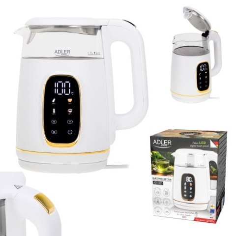 AD 1305 white gold Czajnik elektryczny szklany led z regulacją temperatury 1,7l AD 1305 white gold Czajnik elektryczny szklany led z regulacją temperatury 1,7l