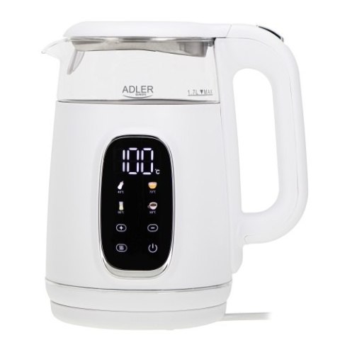 AD 1305 white silver Czajnik elektryczny szklany led z regulacją temperatury 1,7l AD 1305 white silver Czajnik elektryczny szklany led z regulacją temperatury 1,7l