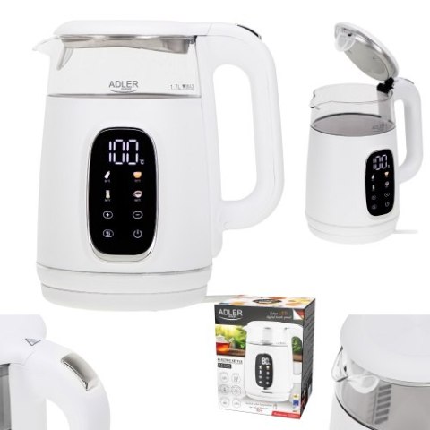 AD 1305 white silver Czajnik elektryczny szklany led z regulacją temperatury 1,7l AD 1305 white silver Czajnik elektryczny szklany led z regulacją temperatury 1,7l