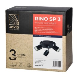 RINO oprawa ścienno-sufitowa, moc max. 3x50W, GU10, IP20, czarna