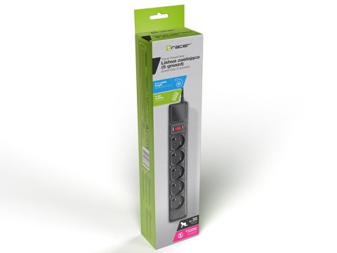 Listwa zasilająca TRACER PowerGear 3,0 m Black (5 gniazd) Listwa zasilająca TRACER PowerGear 3,0 m Black (5 gniazd)