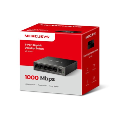 SWITCH MS105GS, 5 portów RJ45 10/100/1000 Mbps / MERCUSYS SWITCH MS105GS, 5 portów RJ45 10/100/1000 Mbps / MERCUSYS