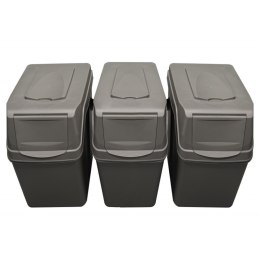 Zestaw koszy do segregacji Sortibox 3x25L szare ISWB25S3