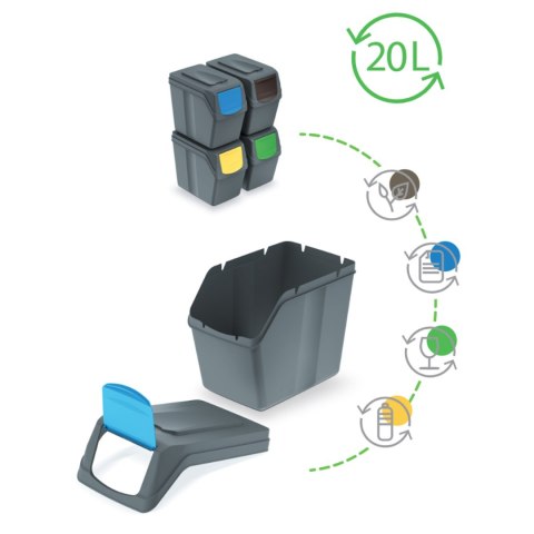 Zestaw koszy do segregacji Sortibox 4x20L szare ISWB20S4 Zestaw koszy do segregacji Sortibox 4x20L szare ISWB20S4