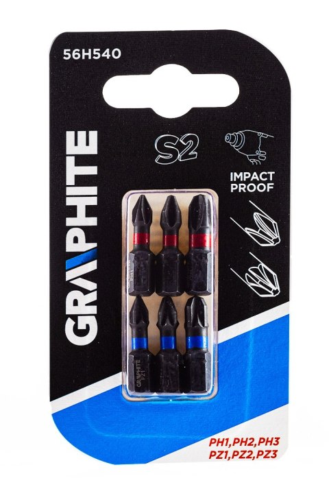 Bity udarowe PH1/2/3, PZ1/2/3 x 25 mm, 6 szt. Bity udarowe PH1/2/3, PZ1/2/3 x 25 mm, 6 szt.