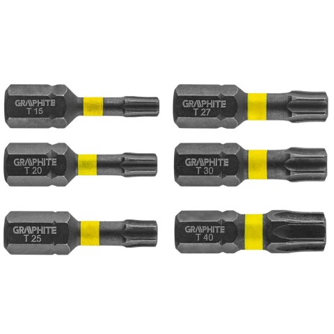 Bity udarowe TX10/15/20/25/30/40 x 25 mm, 6 szt. Bity udarowe TX10/15/20/25/30/40 x 25 mm, 6 szt.
