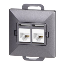 Gniazdo 2xRJ45 Cat5 Pearl, RJ45-5CAT/P2, antracyt