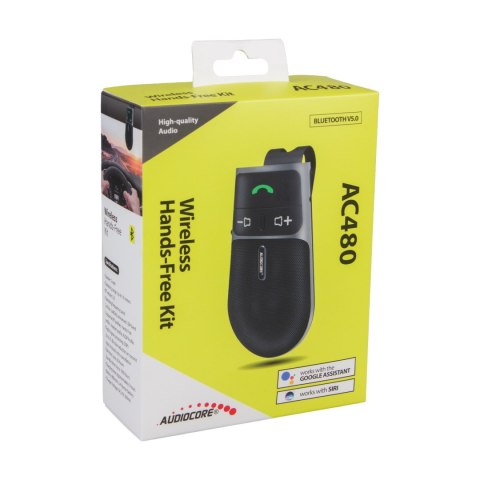 Zestaw głośnomówiący bluetooth 5.0 Audiocore, A2DP, głośnik 2W, wspiera Google i Siri, AC480 Zestaw głośnomówiący bluetooth 5.0 Audiocore, A2DP, głośnik 2W, wspiera Google i Siri, AC480