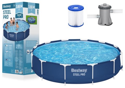 Basen ogrodowy stelażowy 366 x 76 cm zestaw Bestway 56681 Basen ogrodowy stelażowy 366 x 76 cm zestaw Bestway 56681