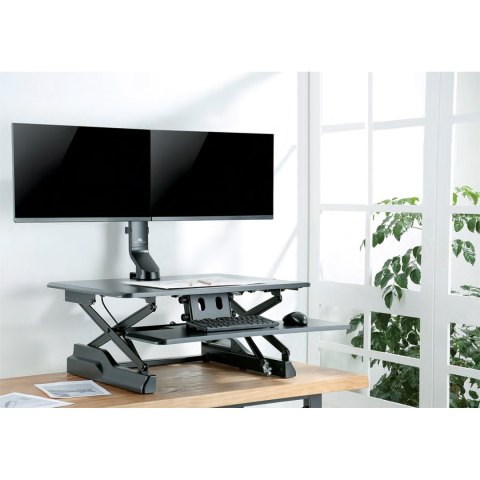 Uchwyt biurkowy na dwa monitory / podwójny Maclean, vesa 75x75 100x100, 17"-27", max 14kg, MC-854 Uchwyt biurkowy na dwa monitory / podwójny Maclean, vesa 75x75 100x100, 17"-27", max 14kg, MC-854