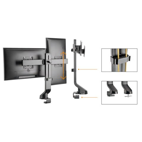 Uchwyt biurkowy na dwa monitory / podwójny Maclean, vesa 75x75 100x100, 17"-27", max 14kg, MC-854 Uchwyt biurkowy na dwa monitory / podwójny Maclean, vesa 75x75 100x100, 17"-27", max 14kg, MC-854