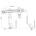 Uchwyt biurkowy na dwa monitory / podwójny Maclean, vesa 75x75 100x100, 17"-27", max 14kg, MC-854