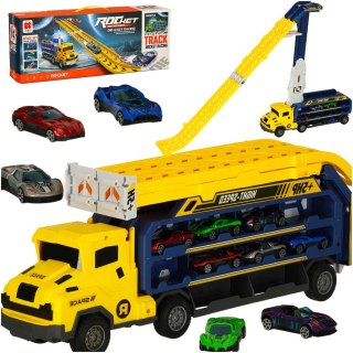 Samochód laweta transporter tor zjeżdżalnia dla samochodów żółty
