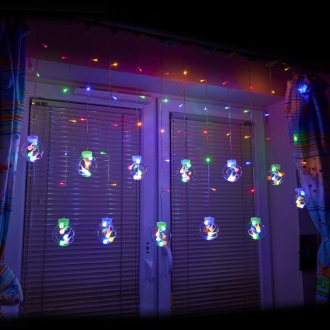 Lampki LED kurtyna kule wiszące świąteczne choinkowe 3m 108LED multikolor ze złączem 8 trybów świecenia Lampki LED kurtyna kule wiszące świąteczne choinkowe 3m 108LED multikolor ze złączem 8 trybów świecenia