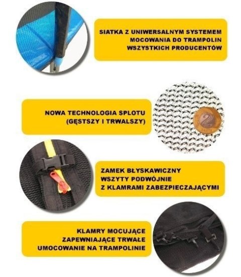 Siatka zewnętrzna do trampoliny 10ft/312cm 180cm na 8 słupków Siatka zewnętrzna do trampoliny 10ft/312cm 180cm na 8 słupków