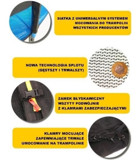 Siatka zewnętrzna do trampoliny 14ft/435cm 180cm na 8 słupków Siatka zewnętrzna do trampoliny 14ft/435cm 180cm na 8 słupków