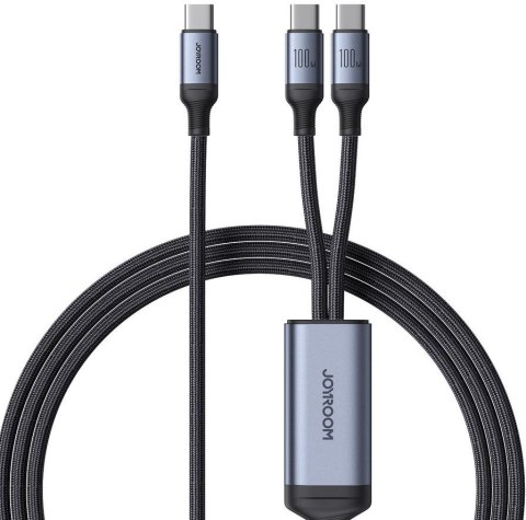 Kabel 2w1 USB-C / 2x USB-C Joyroom Speedy SA21-1T2 150cm 100W w oplocie czarny Kabel 2w1 USB-C / 2x USB-C Joyroom Speedy SA21-1T2 150cm 100W w oplocie czarny