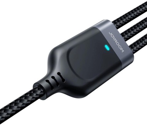 Kabel 3w1 USB-A / USB-C micro-USB Lightning Joyroom S-1T3018A18 30cm 3.5A w oplocie czarny Kabel 3w1 USB-A / USB-C micro-USB Lightning Joyroom S-1T3018A18 30cm 3.5A w oplocie czarny