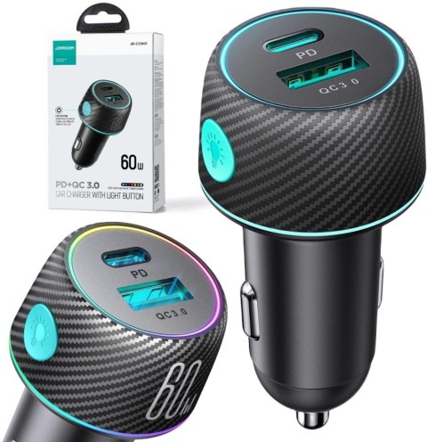 Ładowarka samochodowa Joyroom JR-CCN01 60W 3.0A PD 3.0 QC 3.0 1x USB-A 1x USB-C Ładowarka samochodowa Joyroom JR-CCN01 60W 3.0A PD 3.0 QC 3.0 1x USB-A 1x USB-C