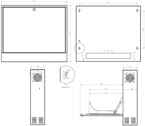 SZAFA RACK WISZĄCA CR19-2U-130-W STALFLEX