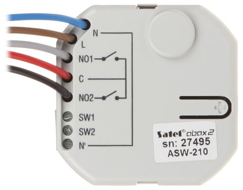 BEZPRZEWODOWY DWUKANAŁOWY STEROWNIK 230V AC ASW-210 (Smart 2-CH Relay) ABAX/ABAX2 SATEL