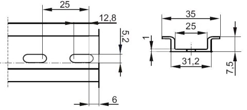 SZYNA MONTAŻOWA PERFOROWANA A19-TS-35-C SZYNA MONTAŻOWA PERFOROWANA A19-TS-35-C