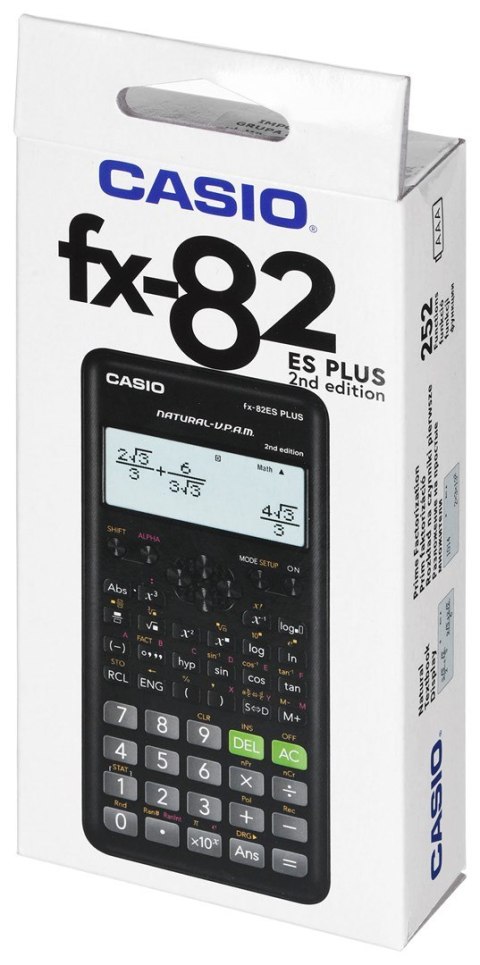 CASIO FX-82ESPLUS-2 KALKULATOR NAUKOWY, 252 FUNKCJE, 77X162MM, CZARNY BOX CASIO FX-82ESPLUS-2 KALKULATOR NAUKOWY, 252 FUNKCJE, 77X162MM, CZARNY BOX