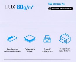 Papier xero ksero biurowy POLLUX (A4; 80g/m2; 500 szt.arkuszy; kolor biały, matowy)