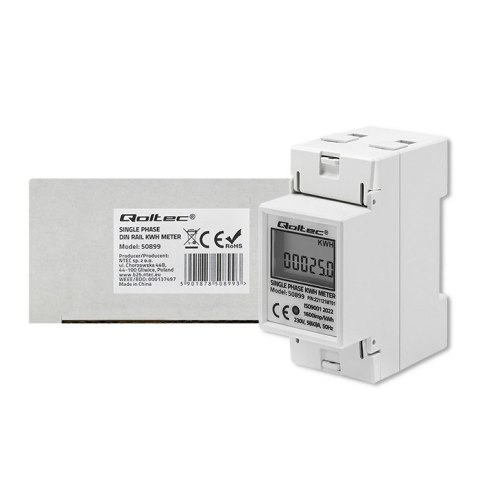 QOLTEC LICZNIK ZUŻYCIA ENERGII JEDNOFAZOWY NA SZYNĘ DIN | 230V | LCD | 2P QOLTEC LICZNIK ZUŻYCIA ENERGII JEDNOFAZOWY NA SZYNĘ DIN | 230V | LCD | 2P