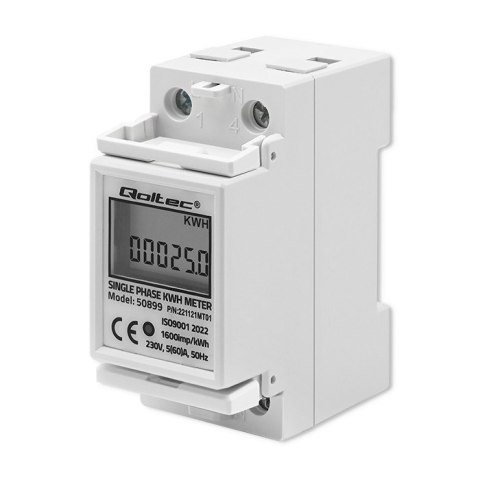 QOLTEC LICZNIK ZUŻYCIA ENERGII JEDNOFAZOWY NA SZYNĘ DIN | 230V | LCD | 2P QOLTEC LICZNIK ZUŻYCIA ENERGII JEDNOFAZOWY NA SZYNĘ DIN | 230V | LCD | 2P