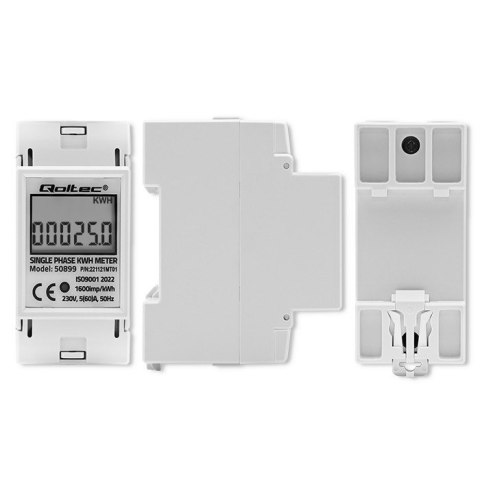 QOLTEC LICZNIK ZUŻYCIA ENERGII JEDNOFAZOWY NA SZYNĘ DIN | 230V | LCD | 2P QOLTEC LICZNIK ZUŻYCIA ENERGII JEDNOFAZOWY NA SZYNĘ DIN | 230V | LCD | 2P