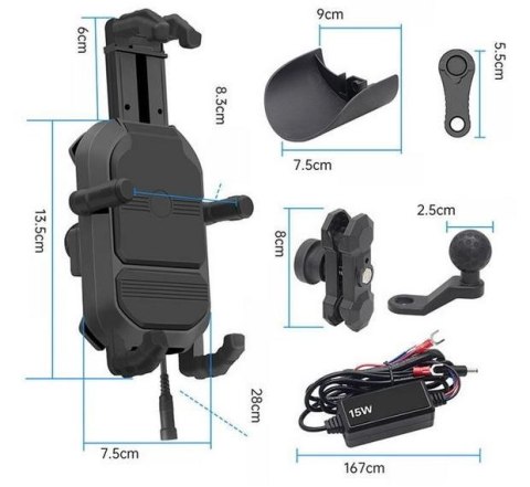 Uchwyt na telefon i ładowarka indukcyjna FreedConn MC29 15W + USB Uchwyt na telefon i ładowarka indukcyjna FreedConn MC29 15W + USB