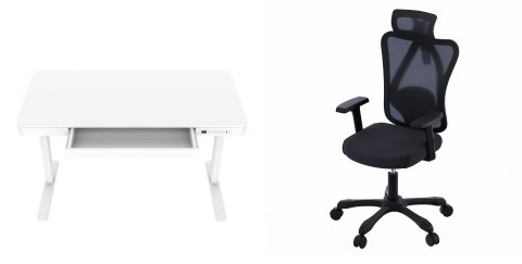 Zestaw Biurko TUCKANO białe + Fotel ergonomiczny GEMBIRD czarny Zestaw Biurko TUCKANO białe + Fotel ergonomiczny GEMBIRD czarny