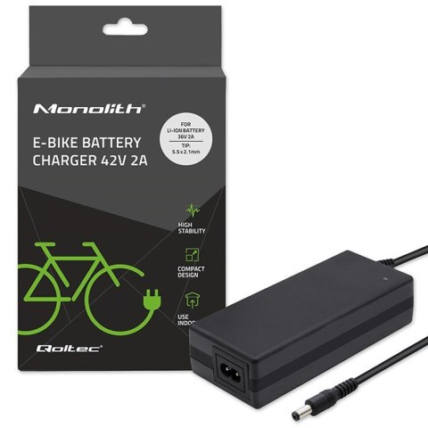 QOLTEC ŁADOWARKA DO BATERII ROWERU ELEKTRYCZNEGO 36V | 42V | 2A | 5.5*2.1 QOLTEC ŁADOWARKA DO BATERII ROWERU ELEKTRYCZNEGO 36V | 42V | 2A | 5.5*2.1