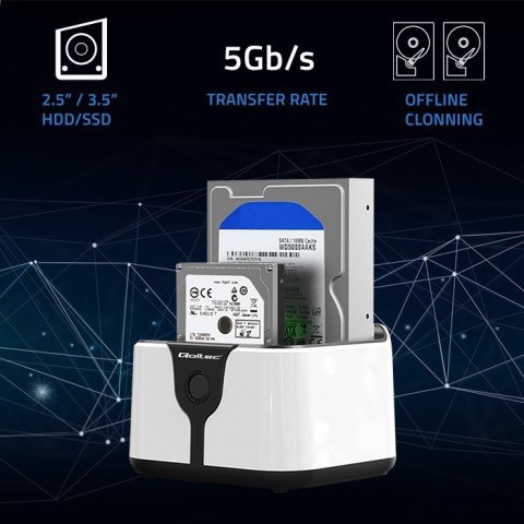 QOLTEC STACJA DOKUJĄCA DO DYSKÓW HDD SSD 2.5" 3.5" | SATA III | USB 3.0 | SUPER SPEED 5GB/S | Z FUNKCJĄ KLONOWANIA OFFLINE QOLTEC STACJA DOKUJĄCA DO DYSKÓW HDD SSD 2.5" 3.5" | SATA III | USB 3.0 | SUPER SPEED 5GB/S | Z FUNKCJĄ KLONOWANIA OFFLINE