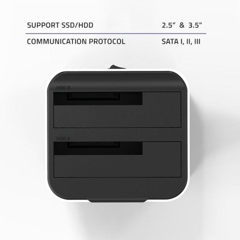 QOLTEC STACJA DOKUJĄCA DO DYSKÓW HDD SSD 2.5" 3.5" | SATA III | USB 3.0 | SUPER SPEED 5GB/S | Z FUNKCJĄ KLONOWANIA OFFLINE QOLTEC STACJA DOKUJĄCA DO DYSKÓW HDD SSD 2.5" 3.5" | SATA III | USB 3.0 | SUPER SPEED 5GB/S | Z FUNKCJĄ KLONOWANIA OFFLINE