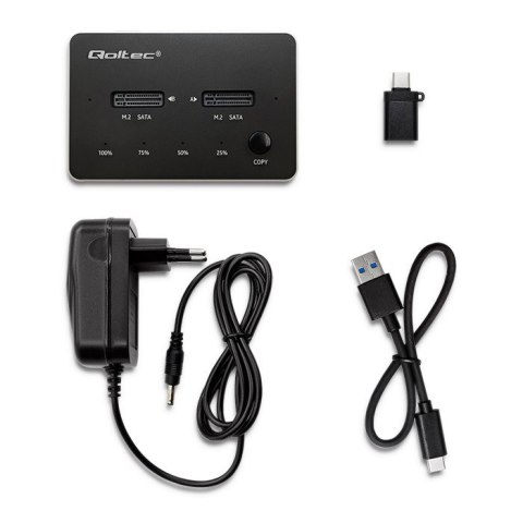 QOLTEC STACJA DOKUJĄCA DYSKÓW 2X SSD M.2 SATA | NGFF | USB TYP C QOLTEC STACJA DOKUJĄCA DYSKÓW 2X SSD M.2 SATA | NGFF | USB TYP C